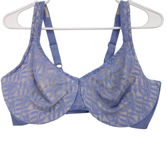 Olga By Warners Womens 40D Full Figure Minimizer Bra Lace Underwire Dusty Blue - Picture 9 of 11